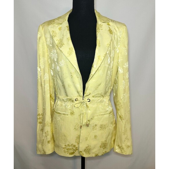 Guess Marciano Butter Yellow Floral Blazer Feminine Women's US SMALL EU 40‎ - Picture 1 of 16